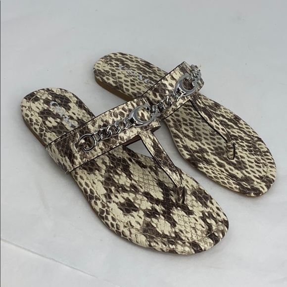 Coach Sz 5 Snake Embossed Leather Flat Sandals - Picture 1 of 5